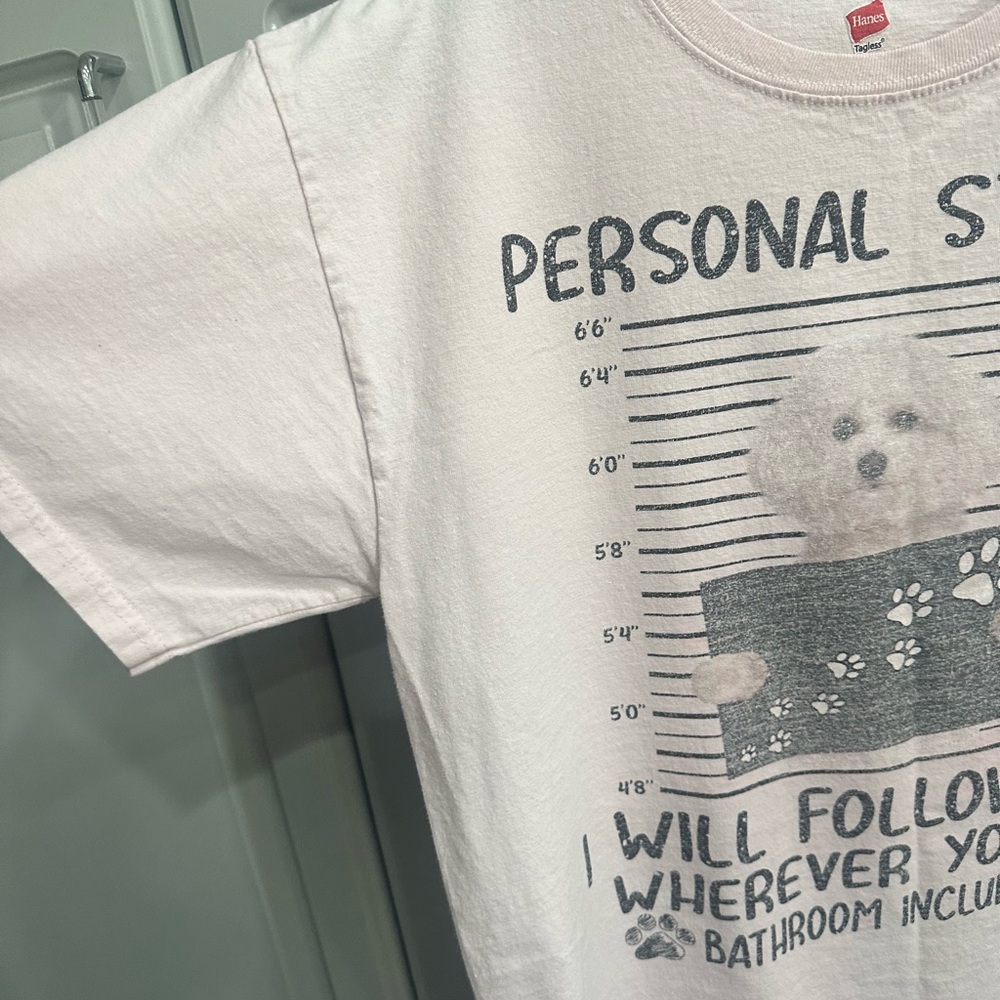 Dog Lover’s T Shirt Personal Stalker I Will Follow You Maltese Dog Org Hanes Med - Picture 12 of 14
